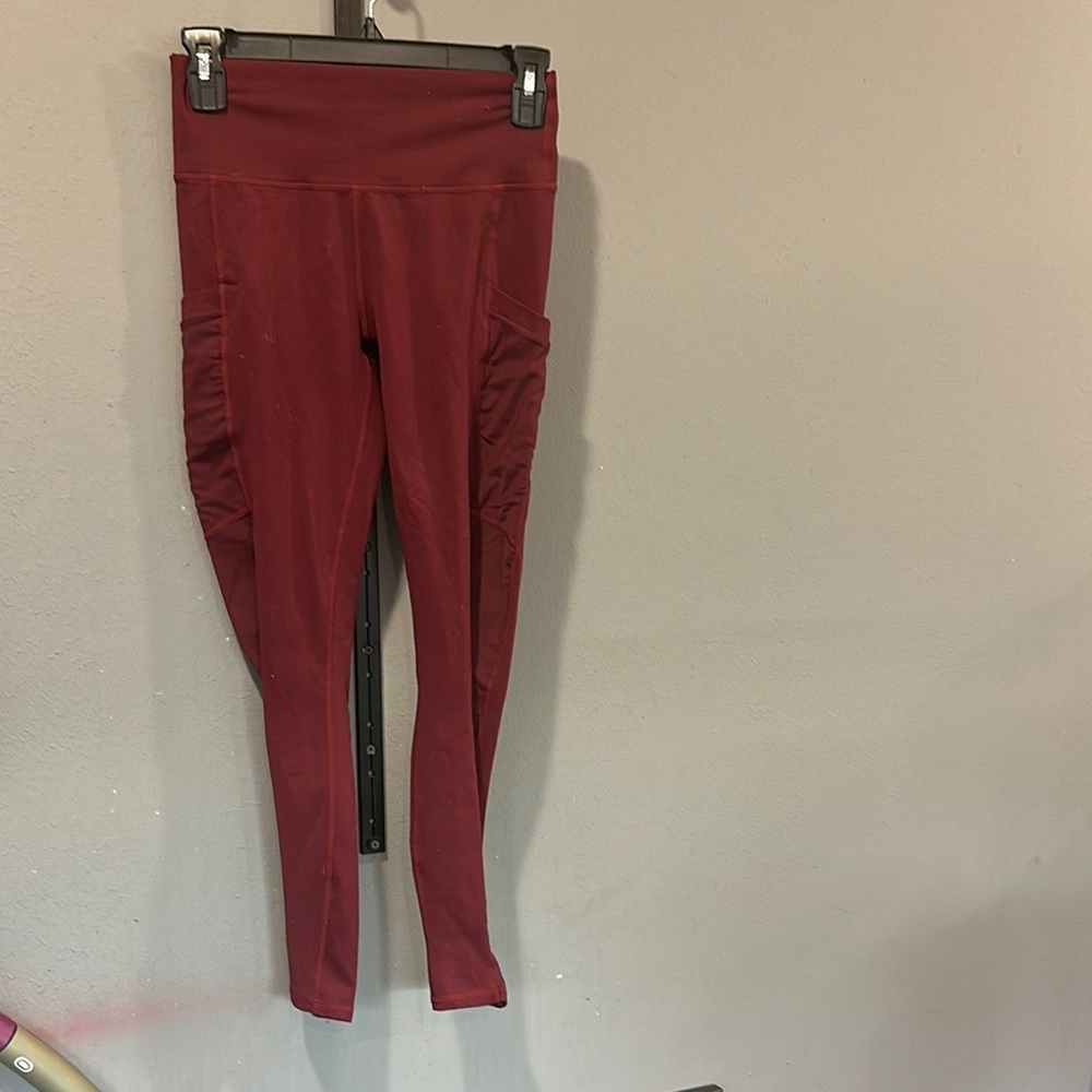 Fabletics Red High-Waist Leggings for Active Comfort